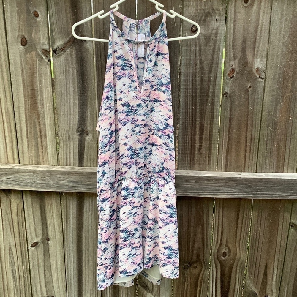 Amanda Uprichard Ora Cold Shoulder Romper Reptile Print Pink Blue M - Picture 3 of 7